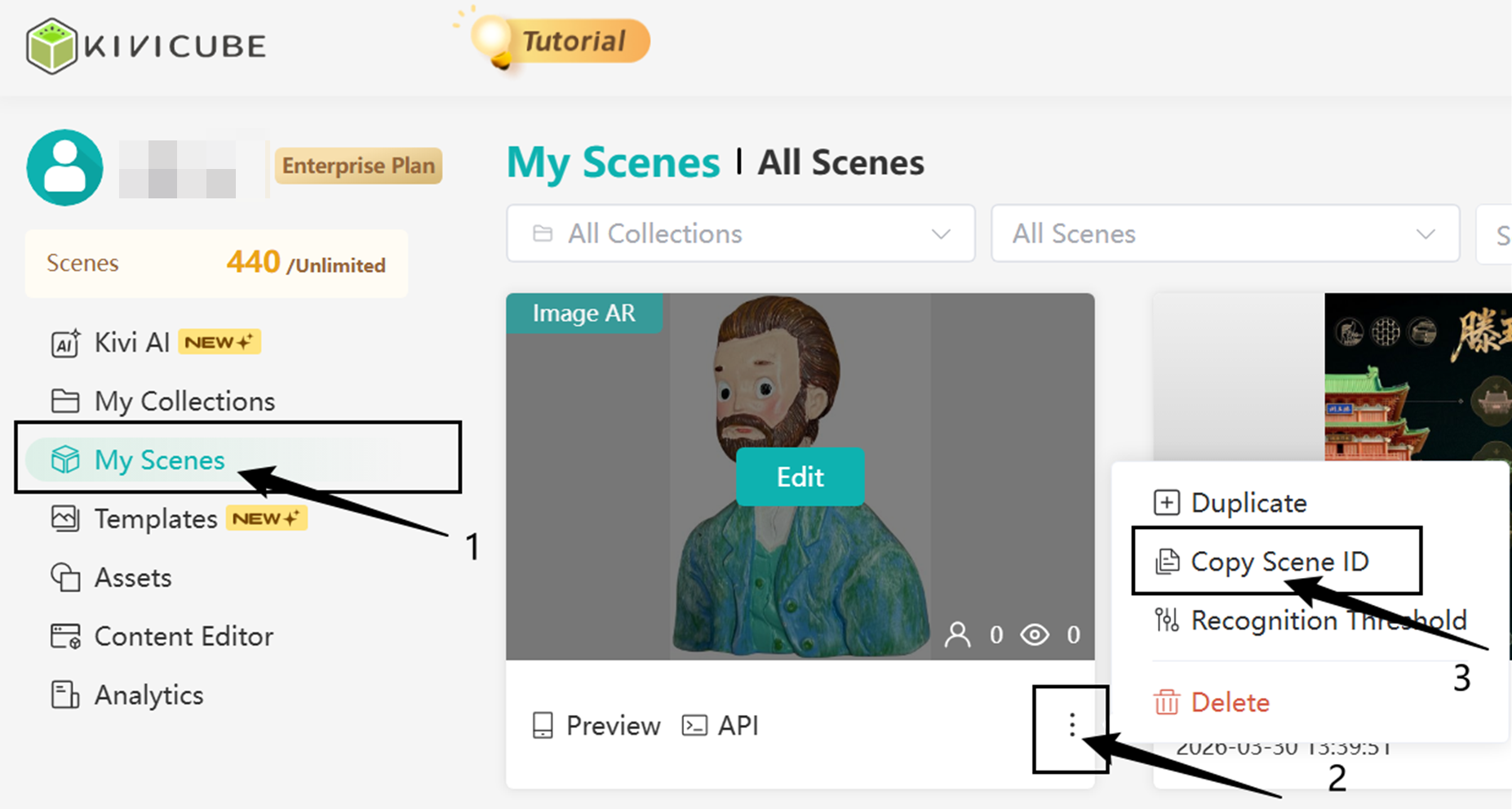 How to get a scene ID
