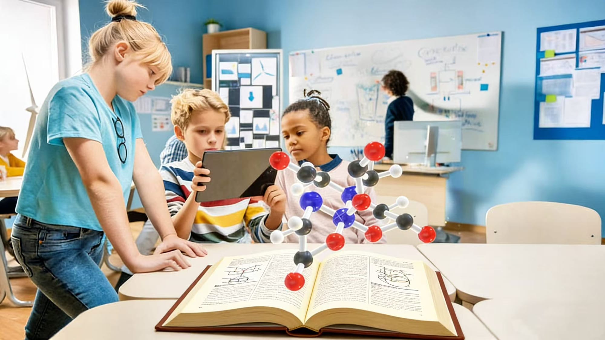 Students use AR to view chemistry books