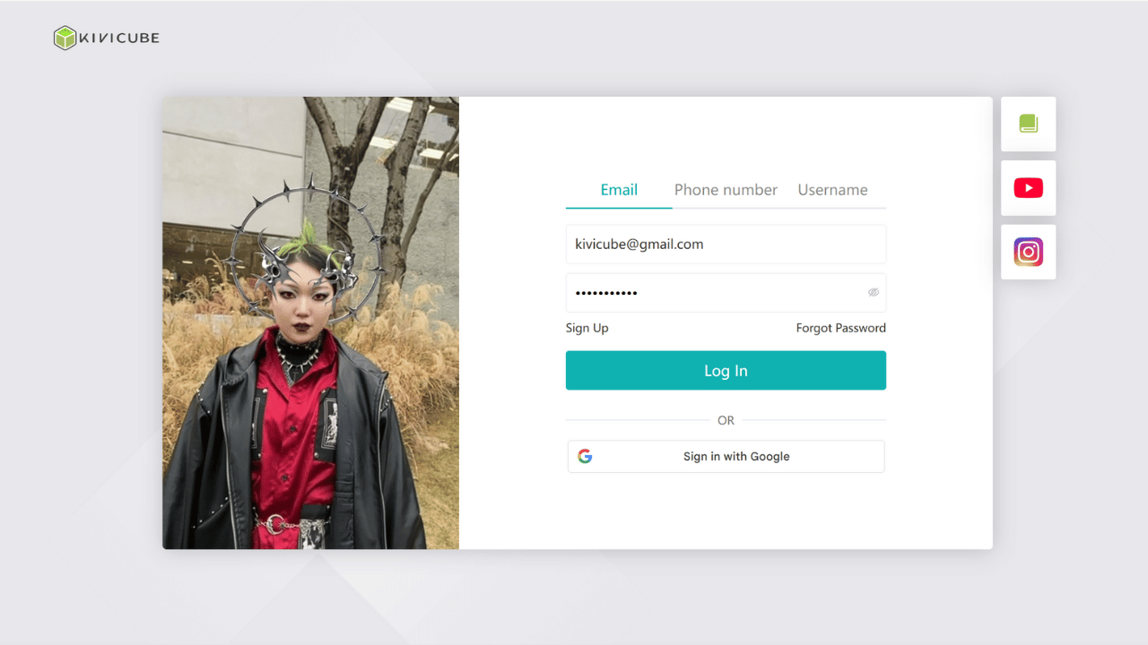 Create a free account in kivicube