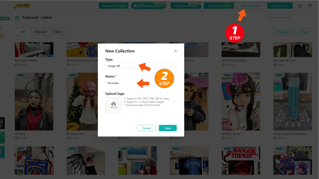 Start by creating an Image AR collection in Kivicube