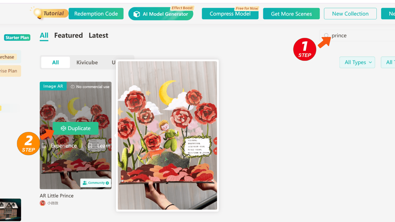 Click the “Duplicate” to instantly duplicate your AR scene