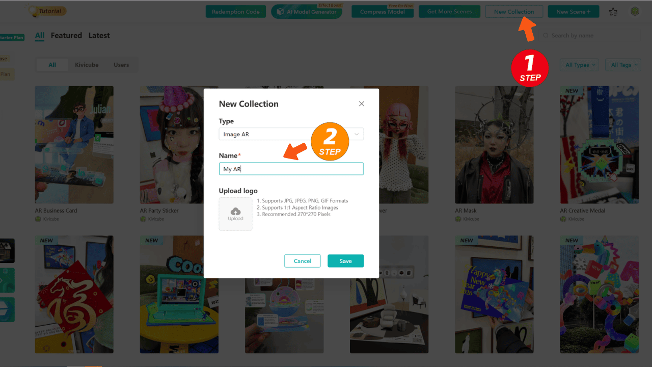 Start by creating an Image AR collection in Kivicube
