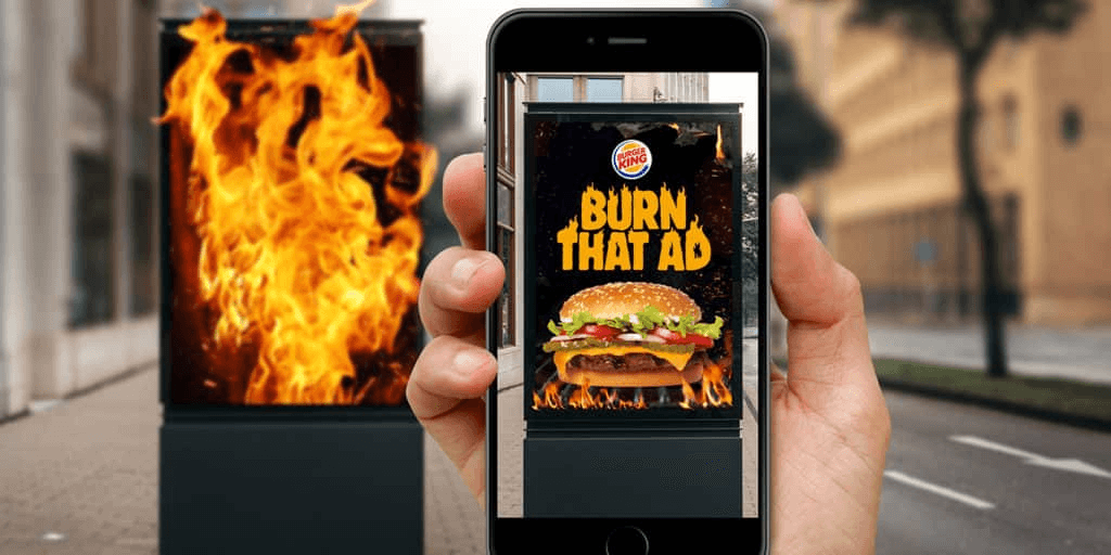 Burger King’s AR Campaign – “Burn That Ad”| image via Digital Bodies