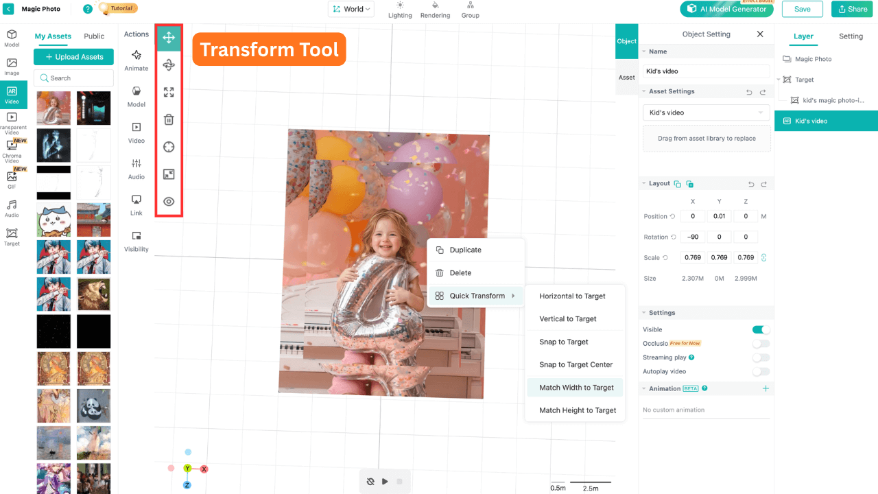 Speed up AR creation with Transform Tool