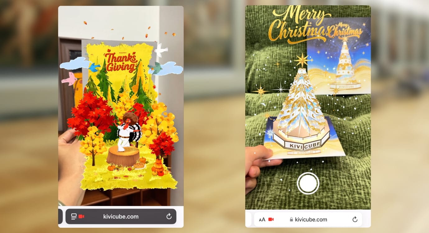 Augmented Reality card created with Kivicube no-code AR platform