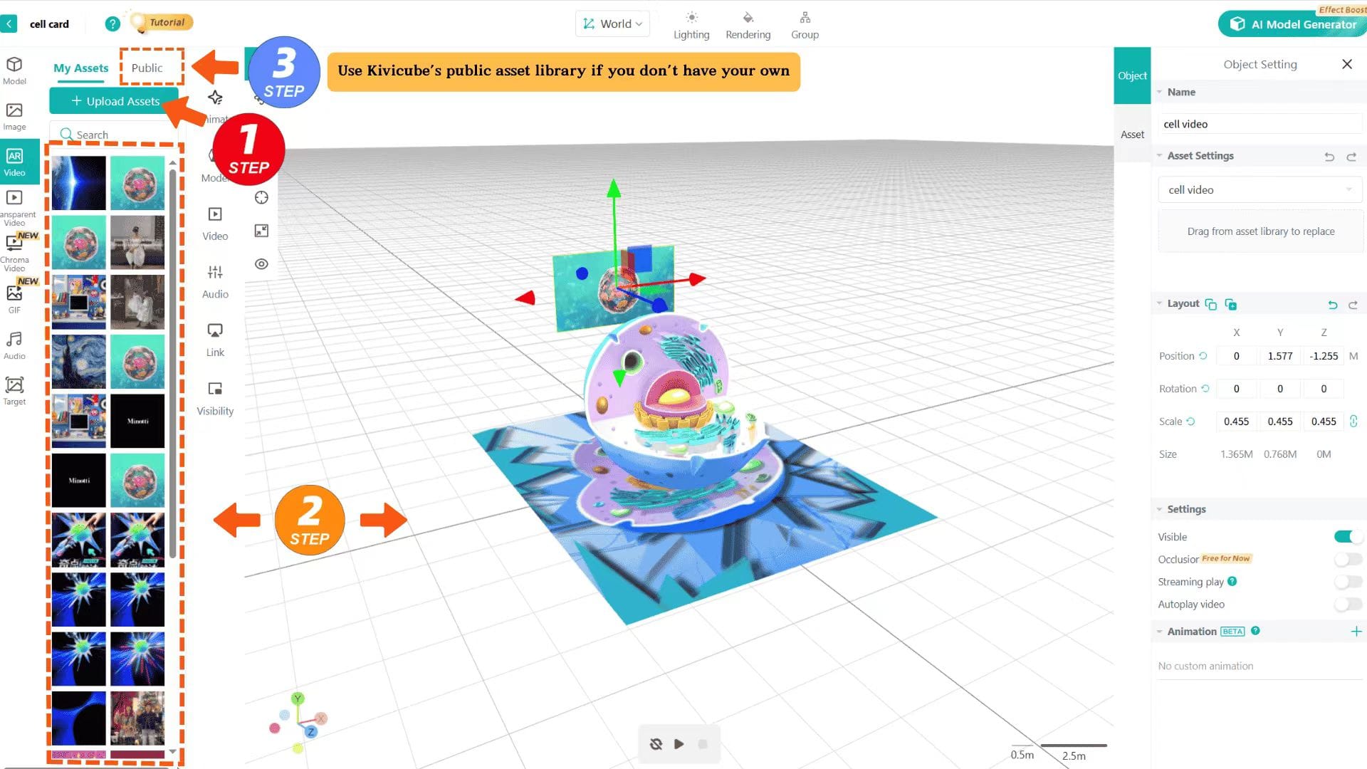 Upload Your Assets to Kivicube AR Scene Editor
