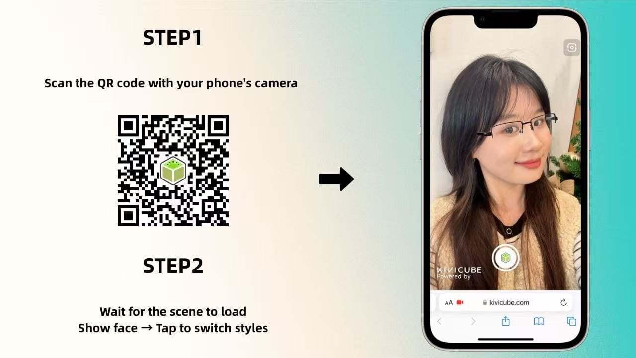 Experience Web AR glasses try-on—scan the QR code
