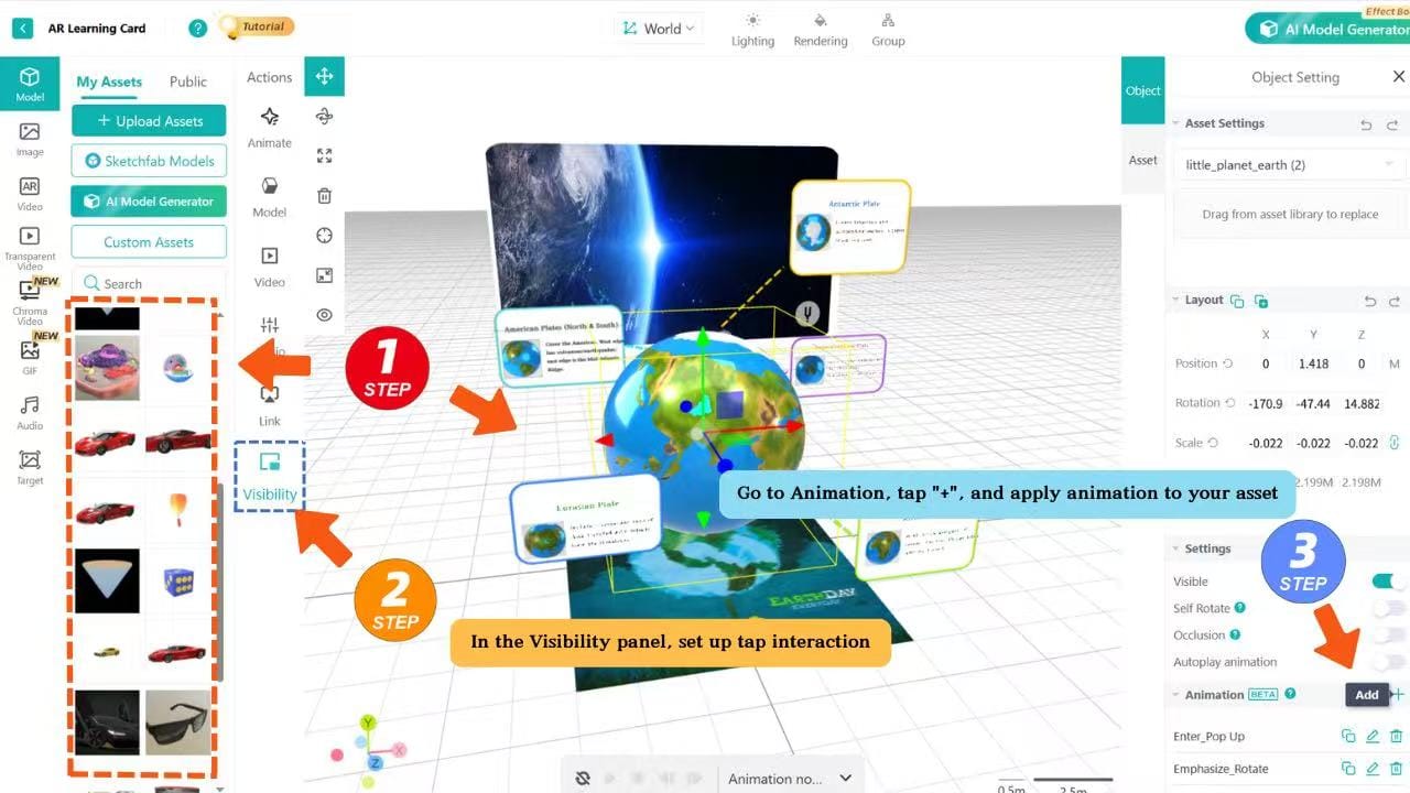 Animate and add interactions in Kivicube to bring your AR to life