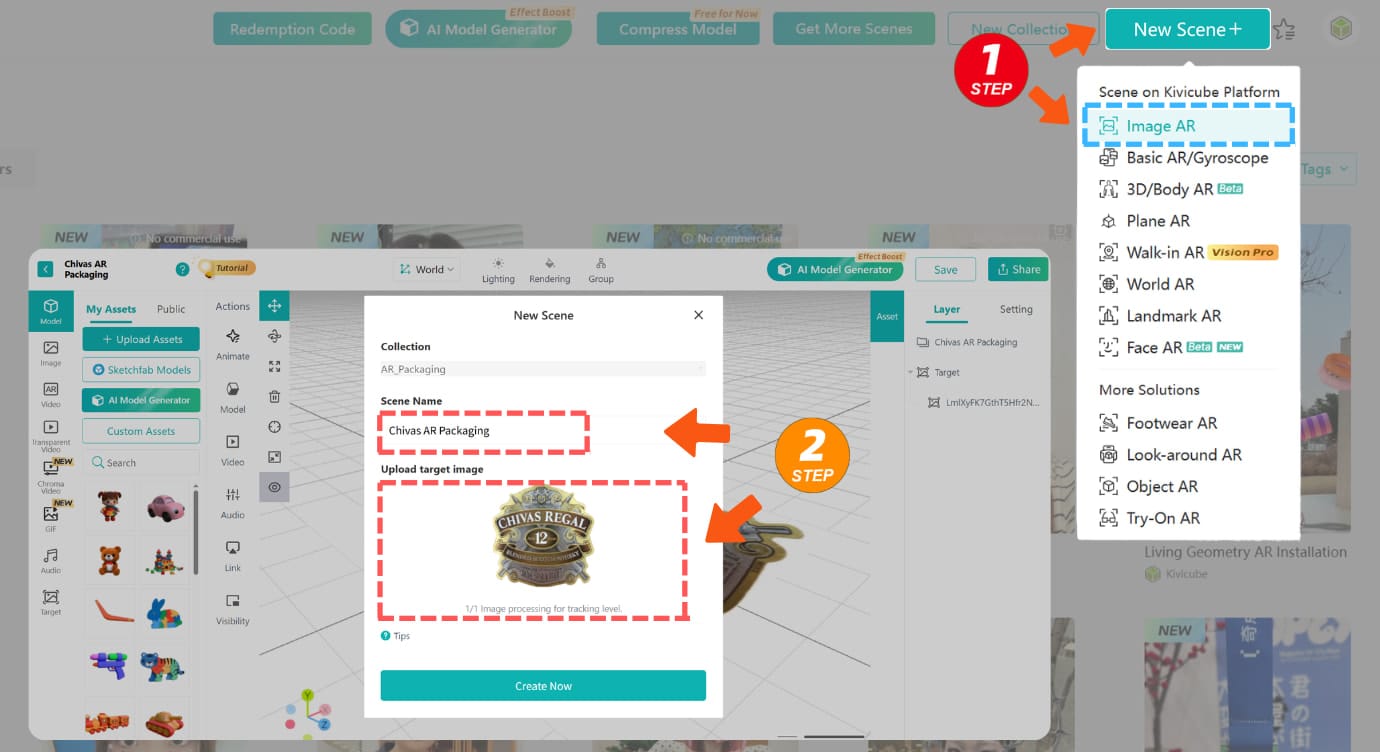 Upload a maker to Kivicube AR editor