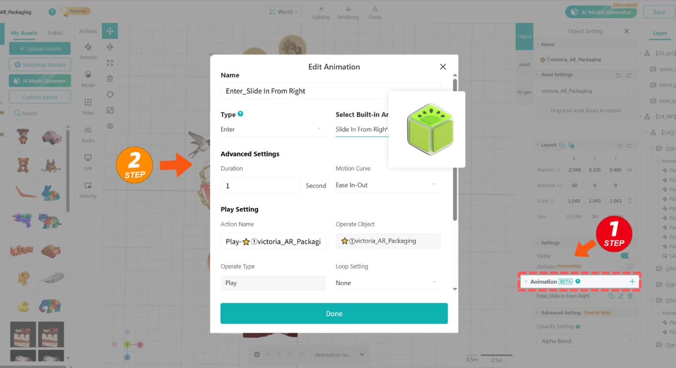 How to use custom animation in Kivicube
