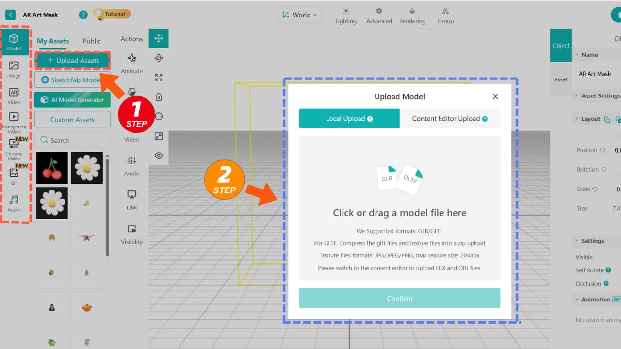 Upload Your Assets in Kivicube's AR Editor