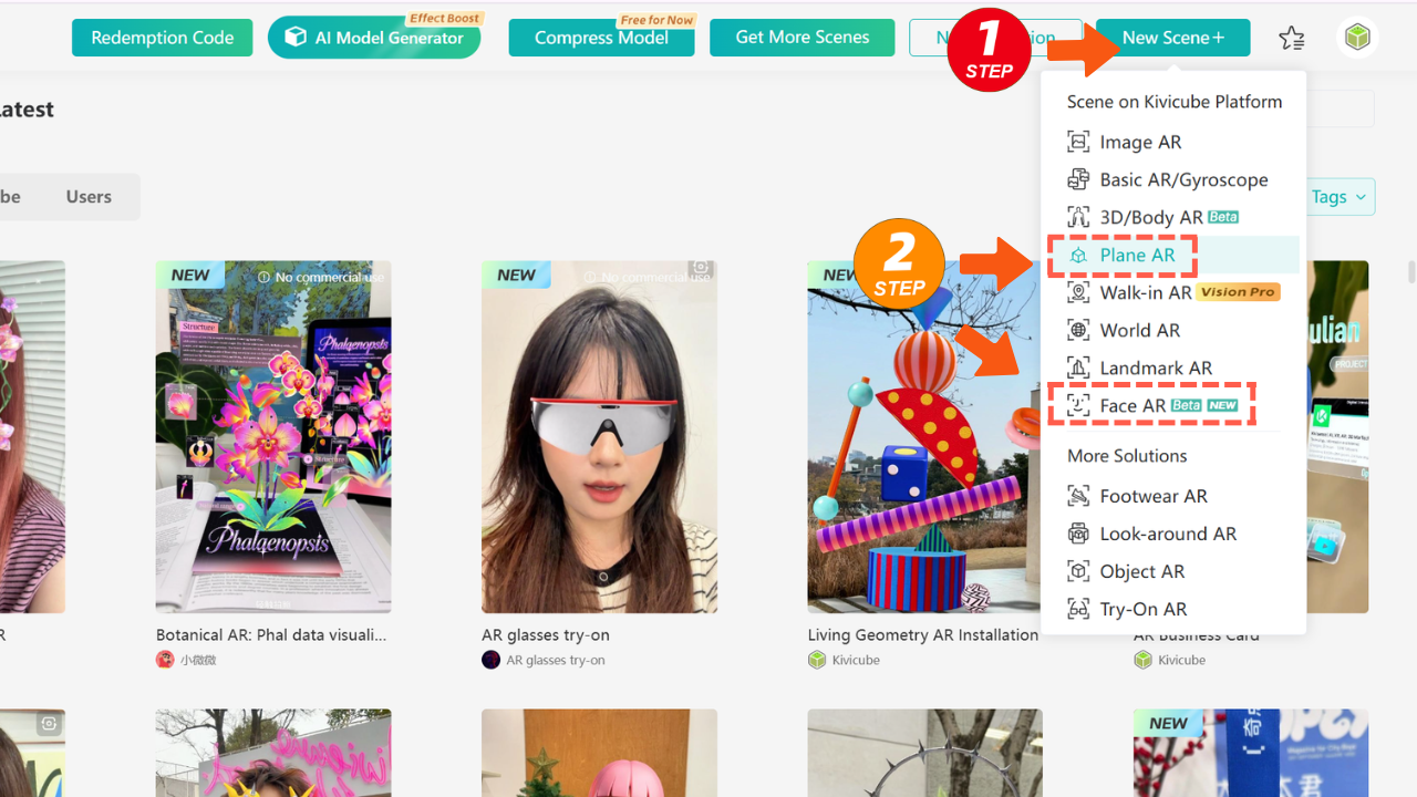 Create a New WebAR Scene with Kivicube