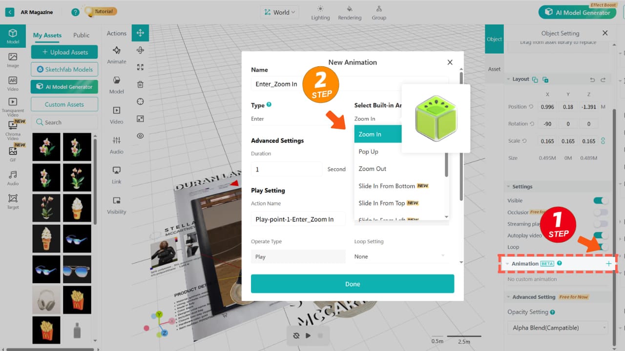 Creating AR with Kivicube visual editor