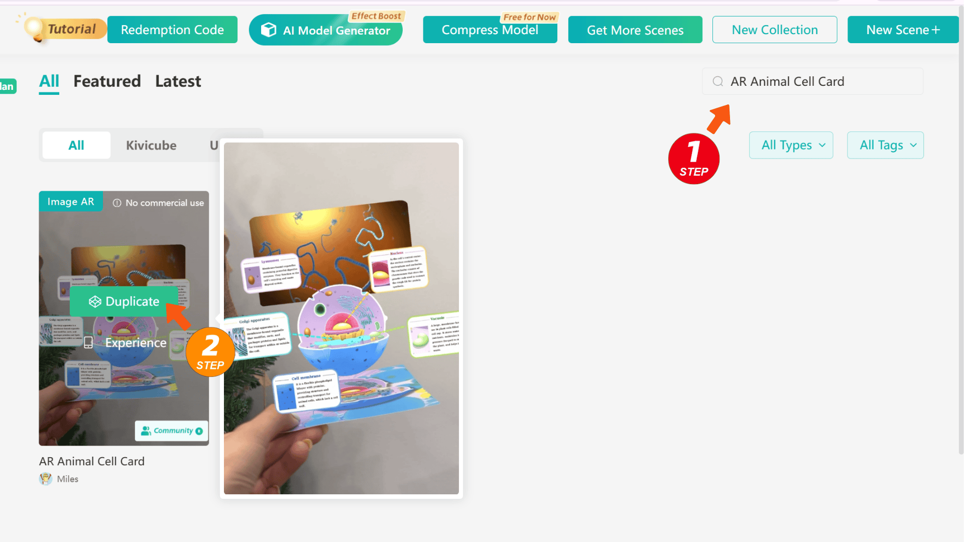 Search the AR Template by Keywords