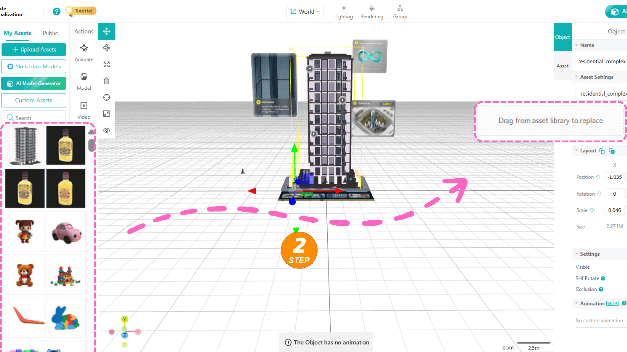 Drag assets here to swap them out in the WebAR editor