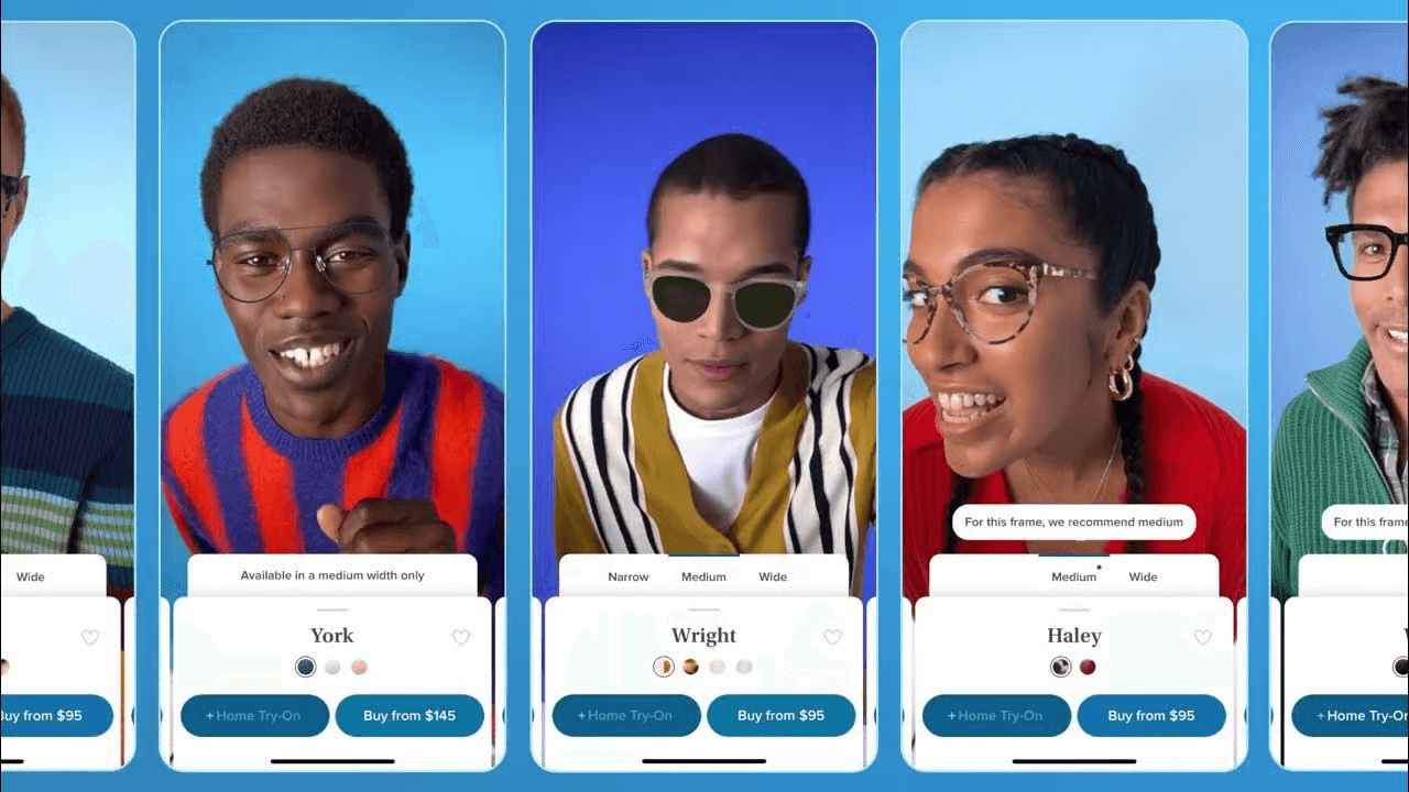Warby Parker AR glasses try-on