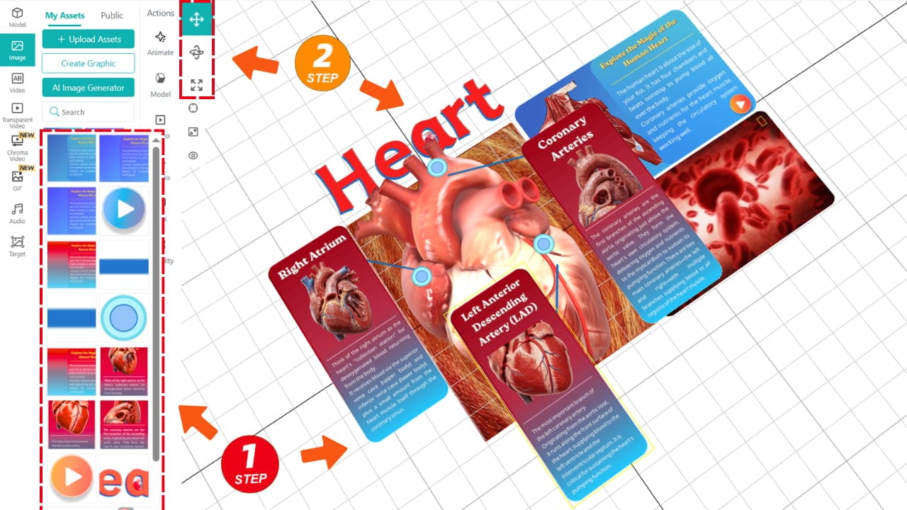 Drag all assets into the scene and use the transform tools to arrange them