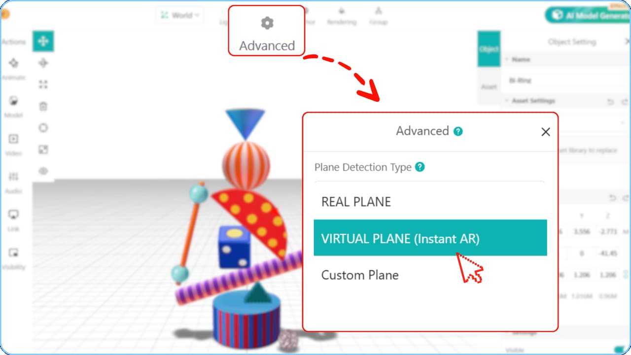 How to find Virtual Plane in the Kivicube Scene Editor