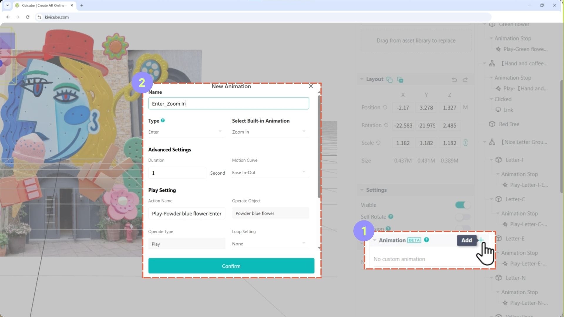 How to animate your assets in Kivicube to create an AR landmark experience