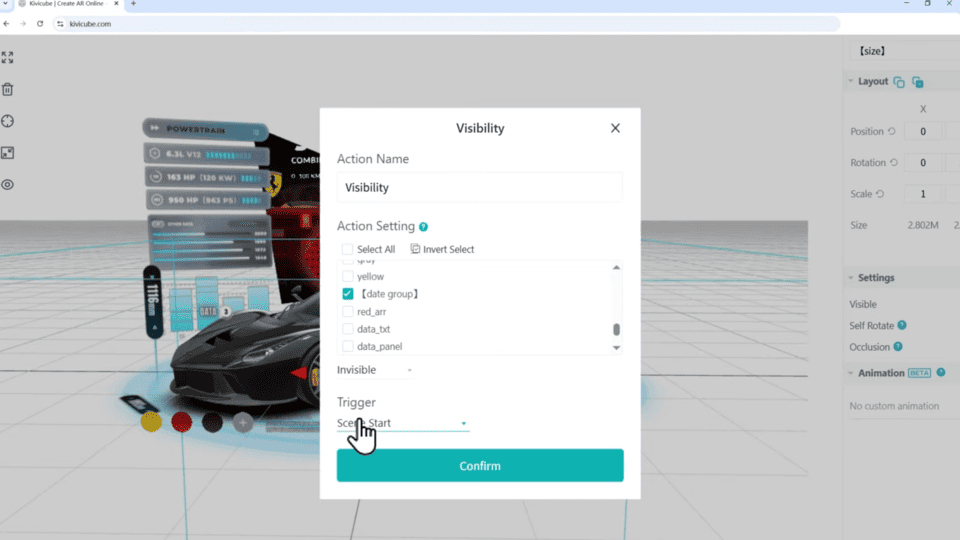Visibility of the AR Car Assets