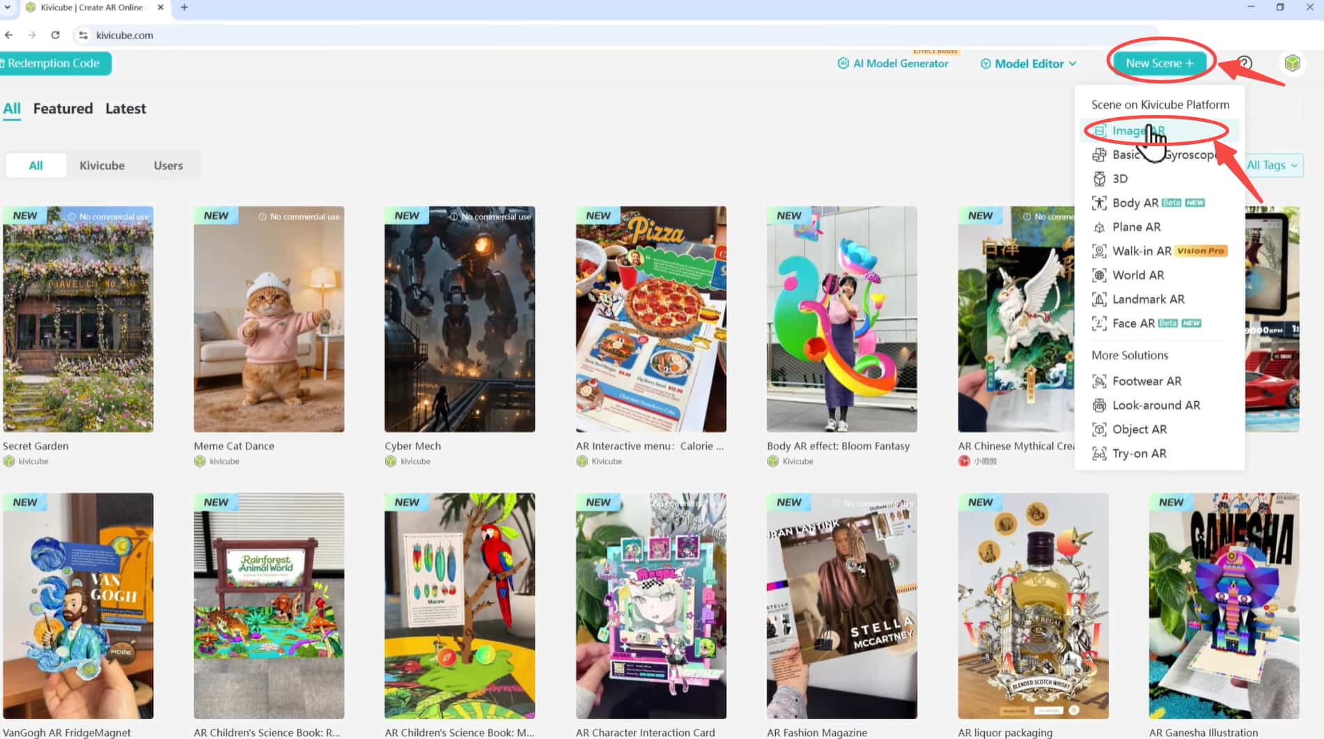 Create a New Image Scene for AR Menu