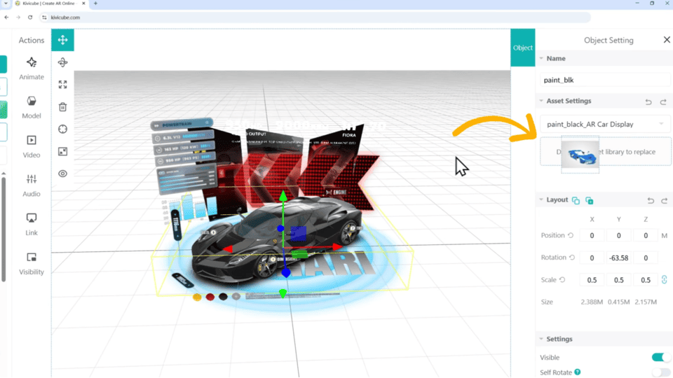 Drag and Drop to Replace AR Car Assets