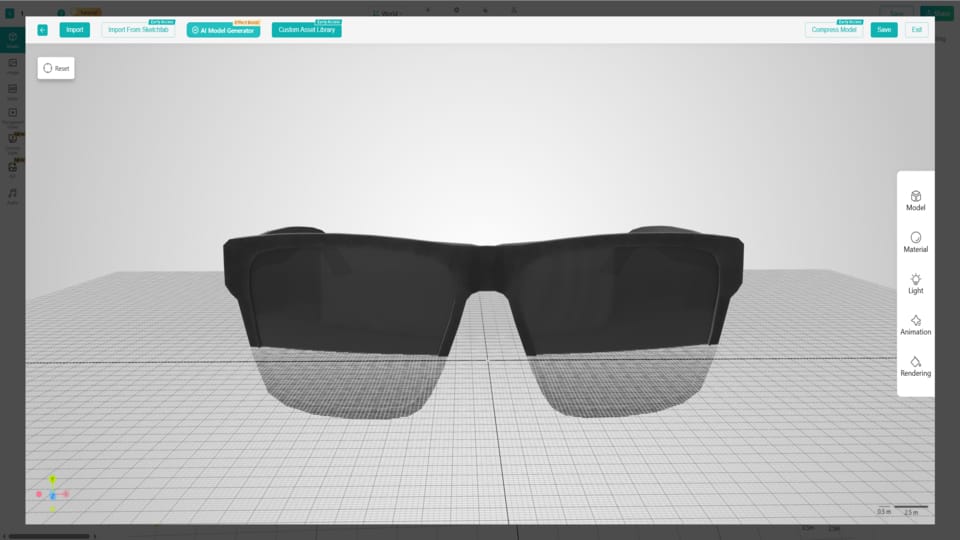 Open AR Glasses Asset in the Content Editor