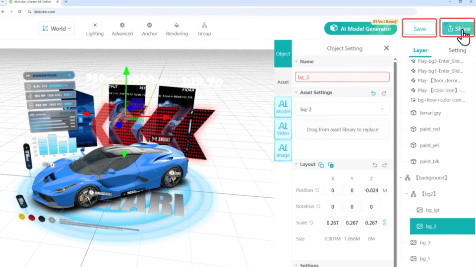 Save the AR Car Creation from a Template
