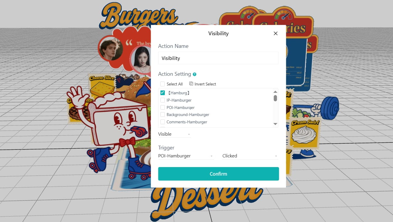Set Hamburger Visible While Click Burger POI