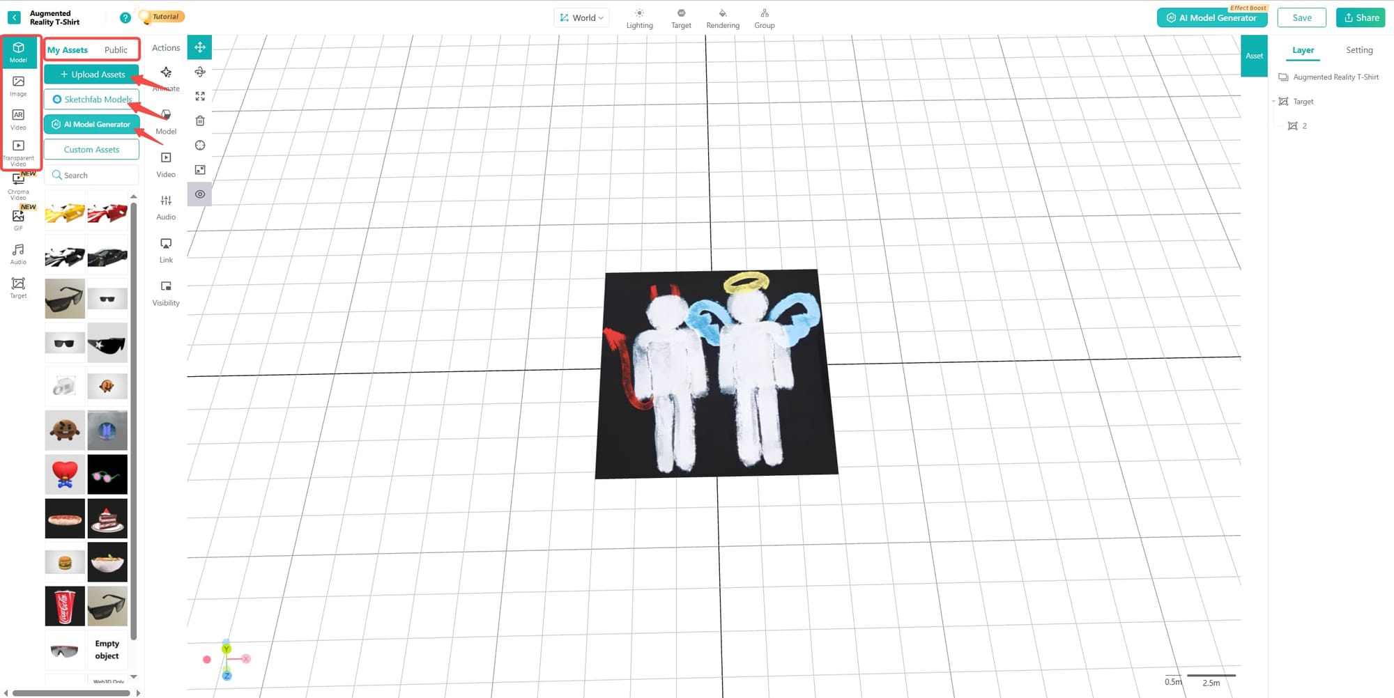 T-Shirt Augmented Reality Step Upload Assets Kivicube