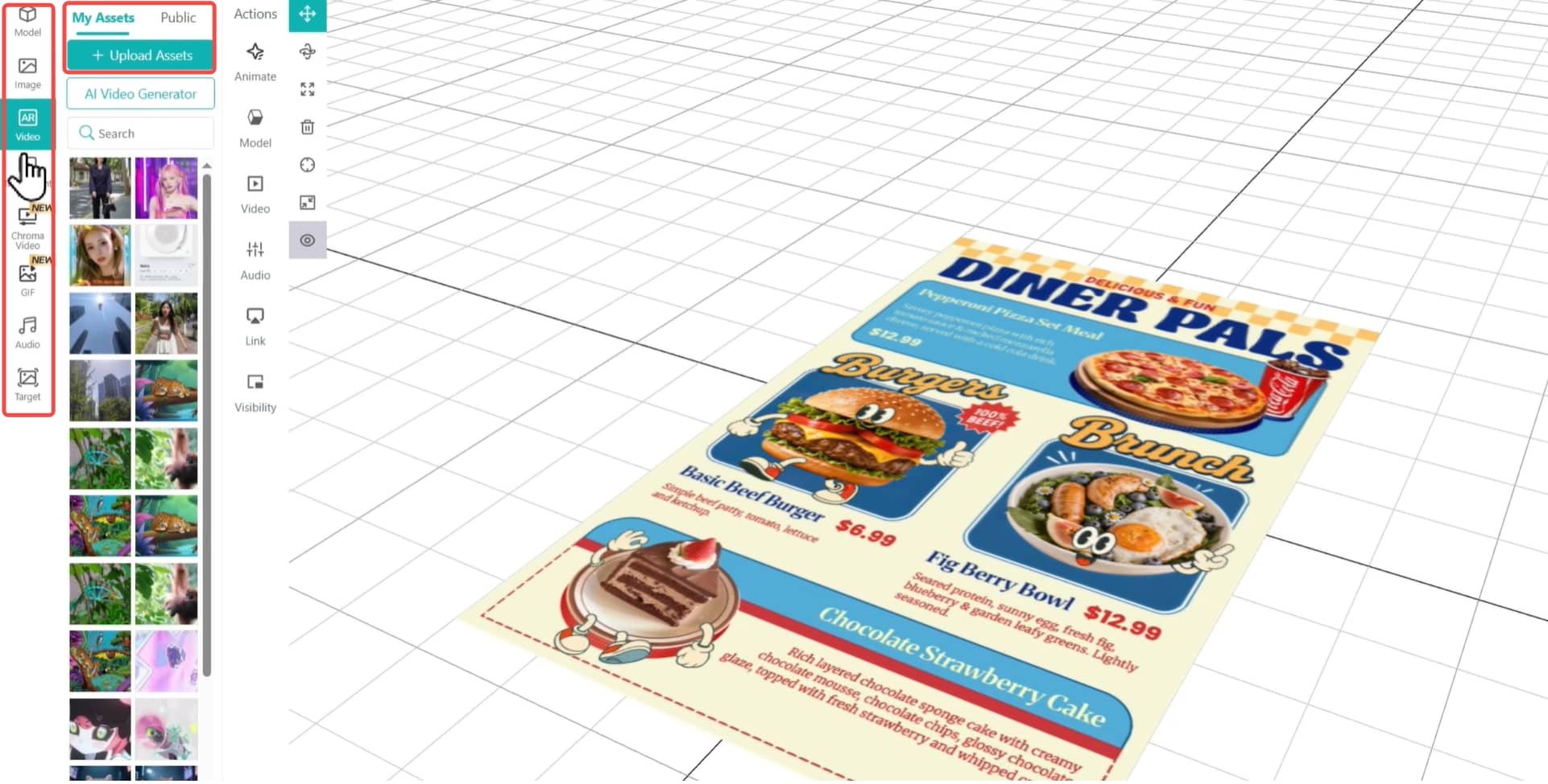 Upload Assets for the AR Menu Scene