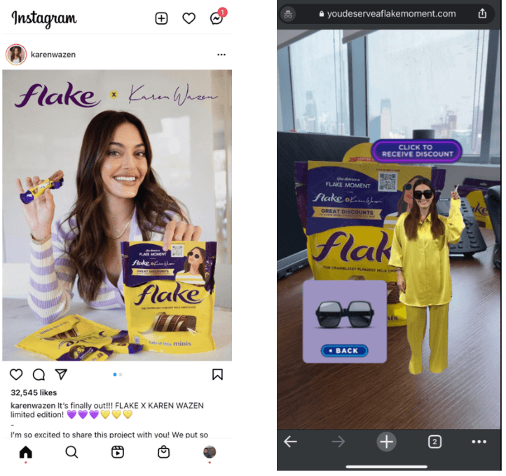 Cadbury Flake and Karen Wazen AR Campaign