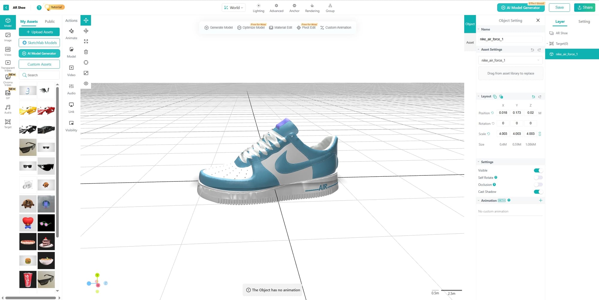 AR Product Visualization Adjust AR Shoe Assets with Transform Tools