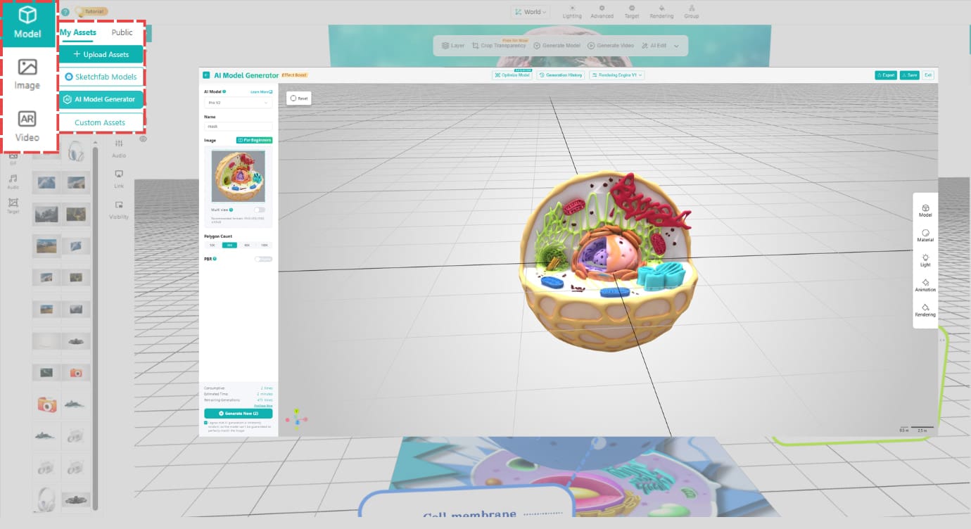 Augmented Reality Biology Upload Assets
