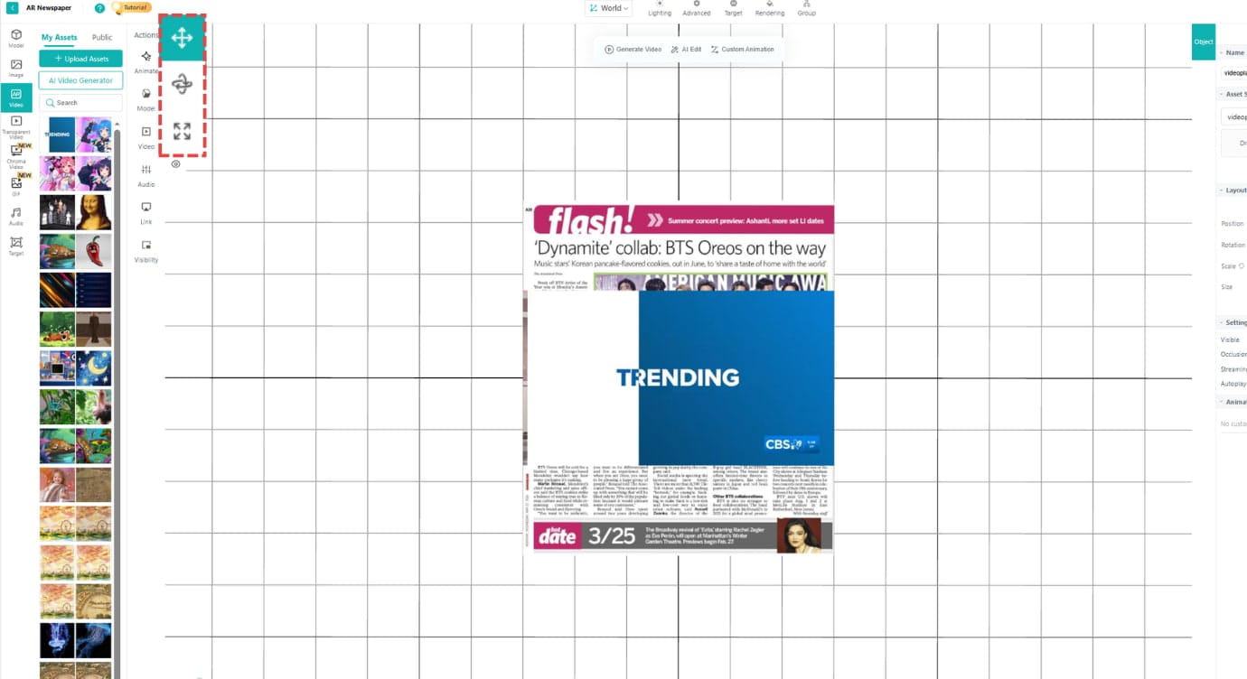 Augmented Reality Newspaper Adjust Assets Position