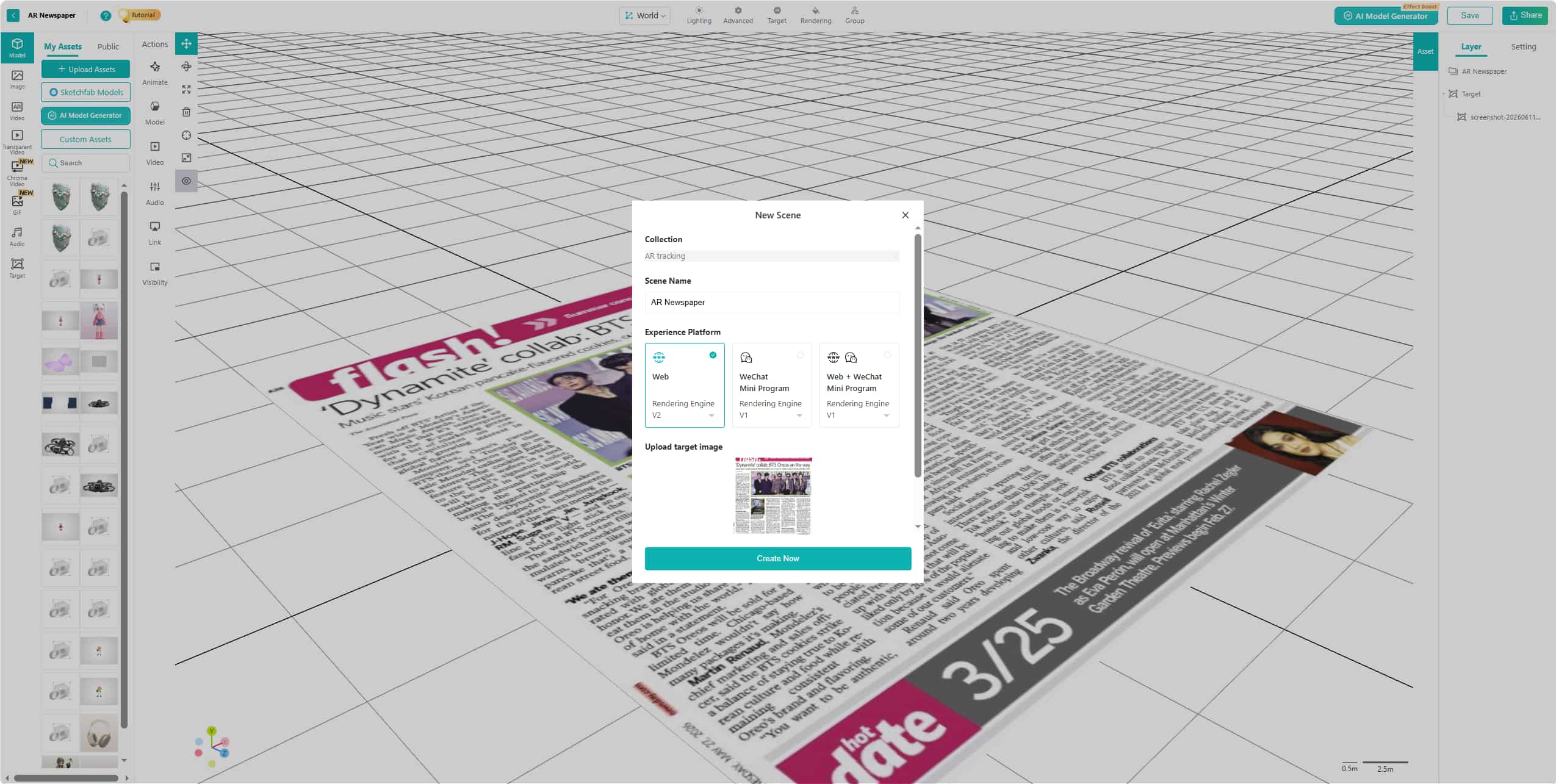 Augmented Reality Newspaper Create AR Image Scene