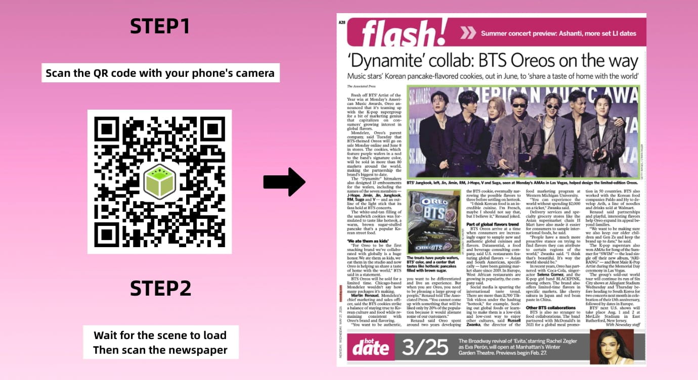 Augmented Reality Newspaper Share Experience with QR Code