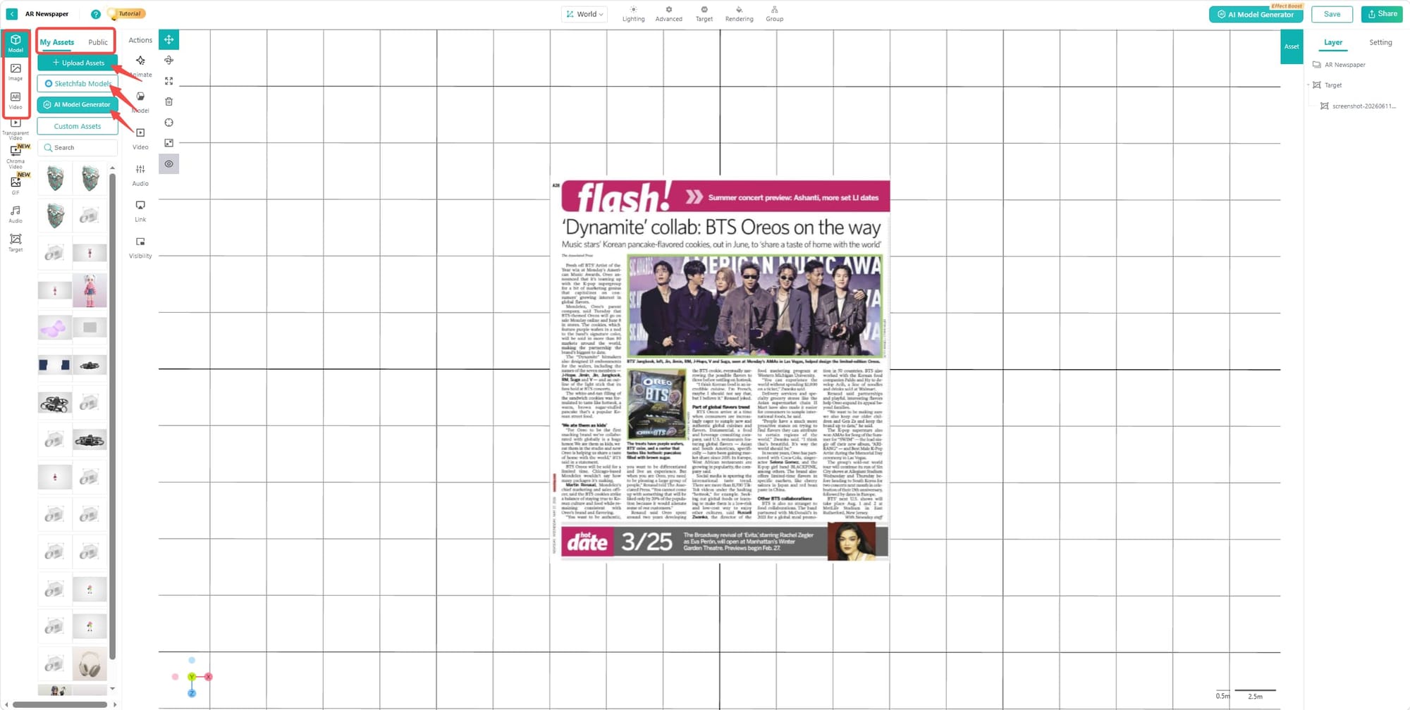 Augmented Reality Newspaper Upload Assets