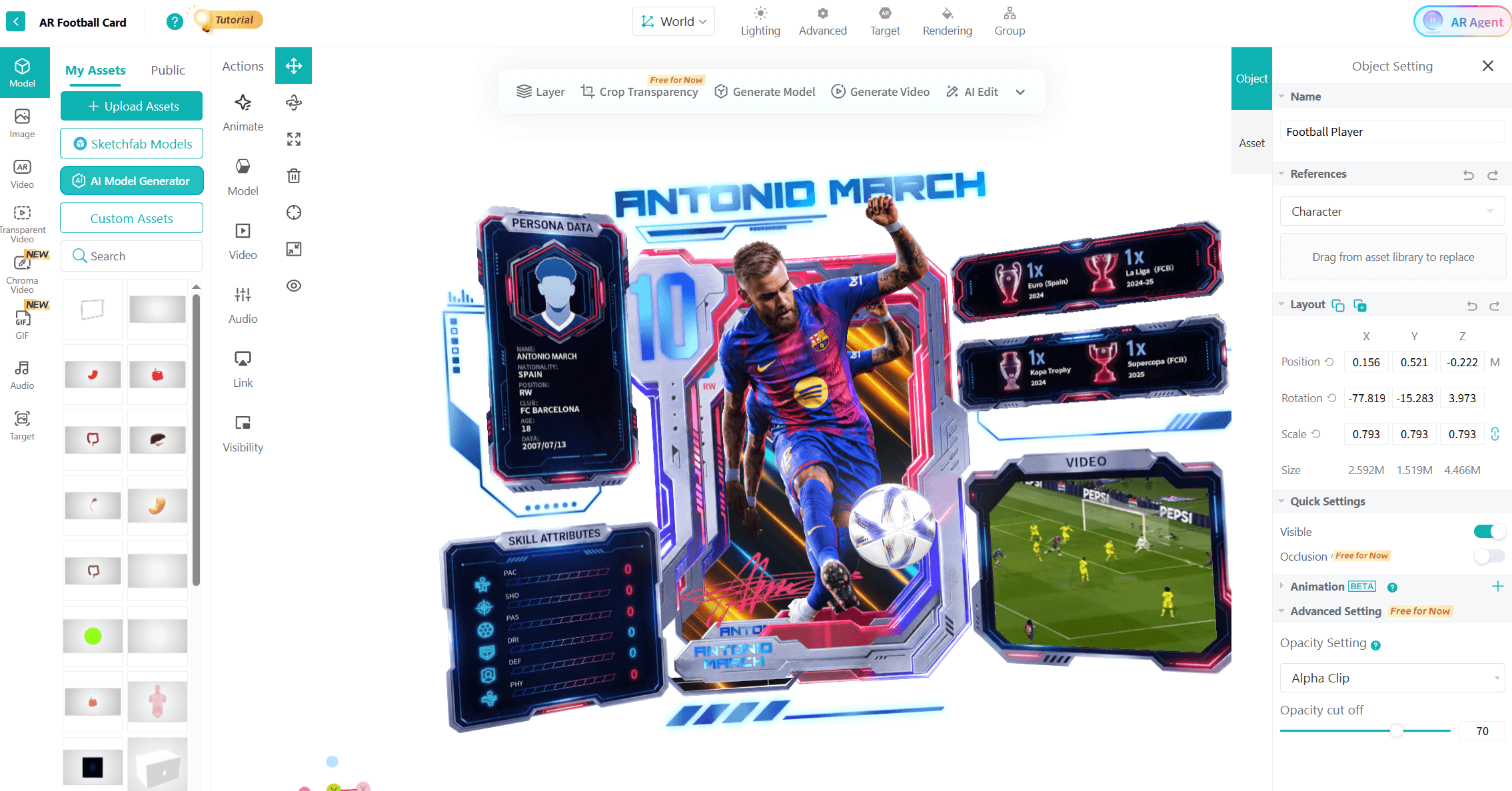 Adjust Augmented Reality Football Assets