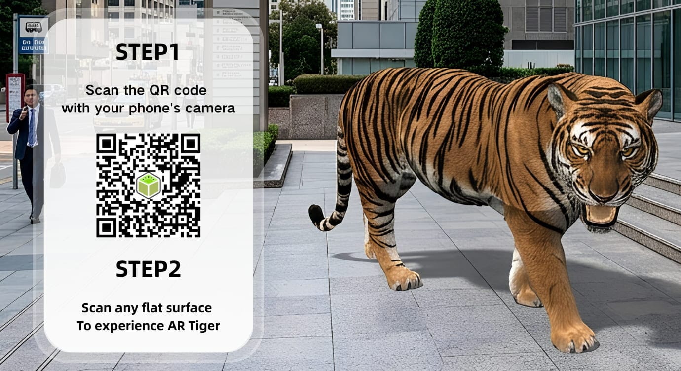 Augmented Reality Animal Kivicube Plane Tiger QR