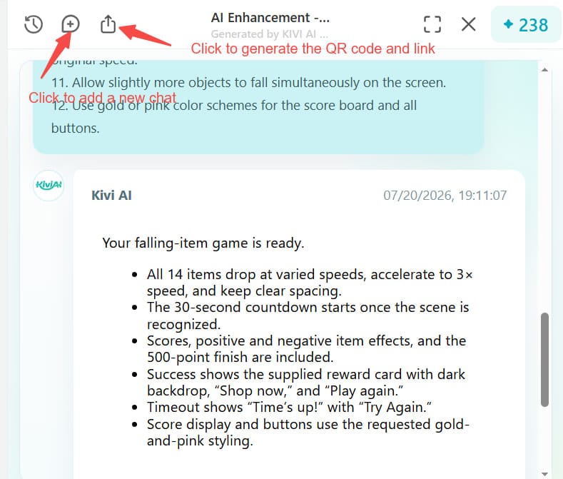 Kivicube AI AR Agent Generate QR Code Link