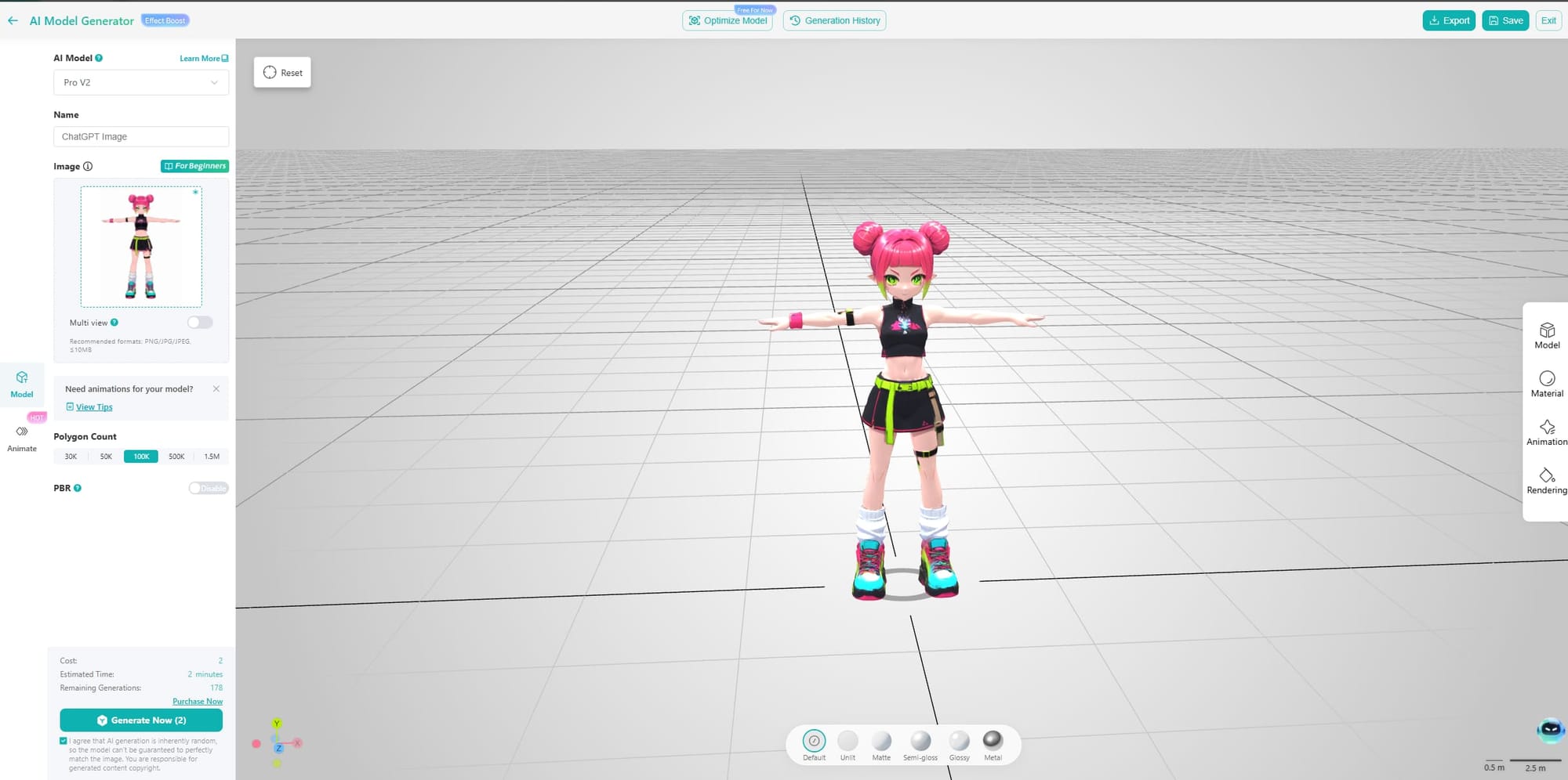 2D Image to 3D Model Kivicube T Pose for Animation