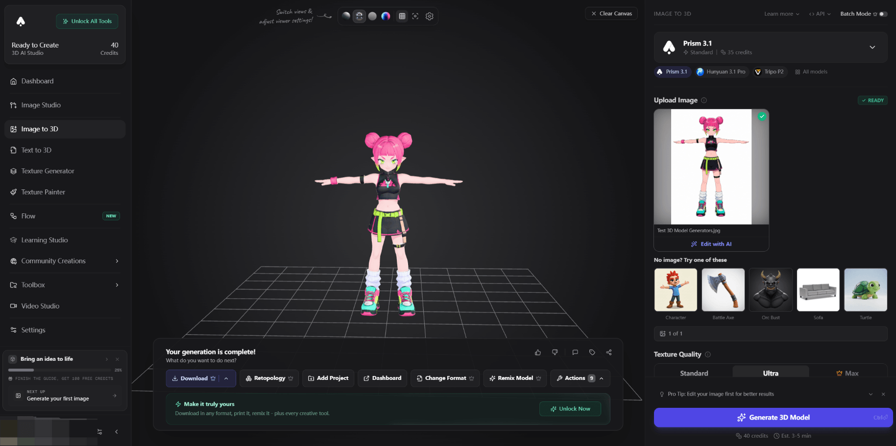 3D Model Generated by 3D AI Studio