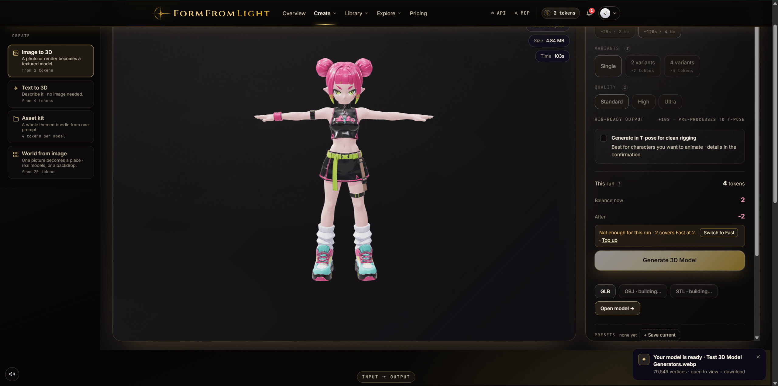 3D Model Generated by FormFromLight