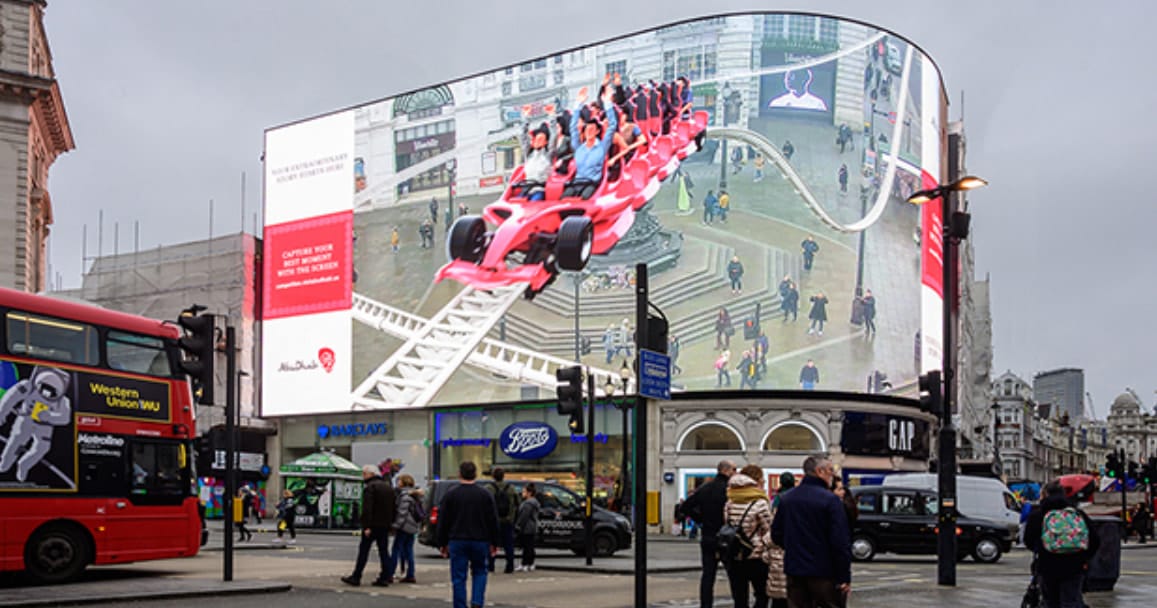 Augmented Reality Advertising Example Abu Dhabi Piccadilly Lights