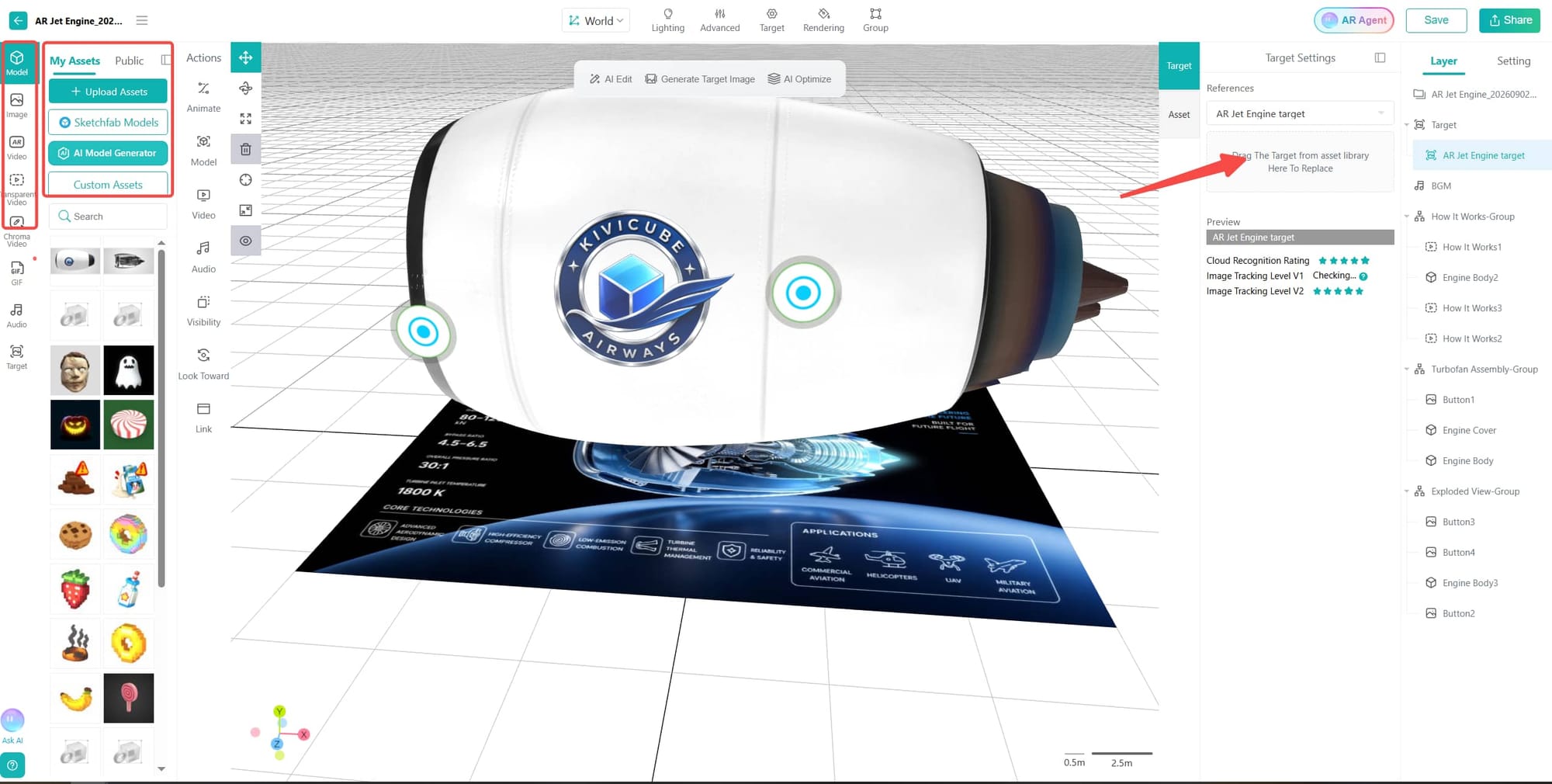 Augmented Reality in Manufacturing Kivicube Upload Assets Replace Image