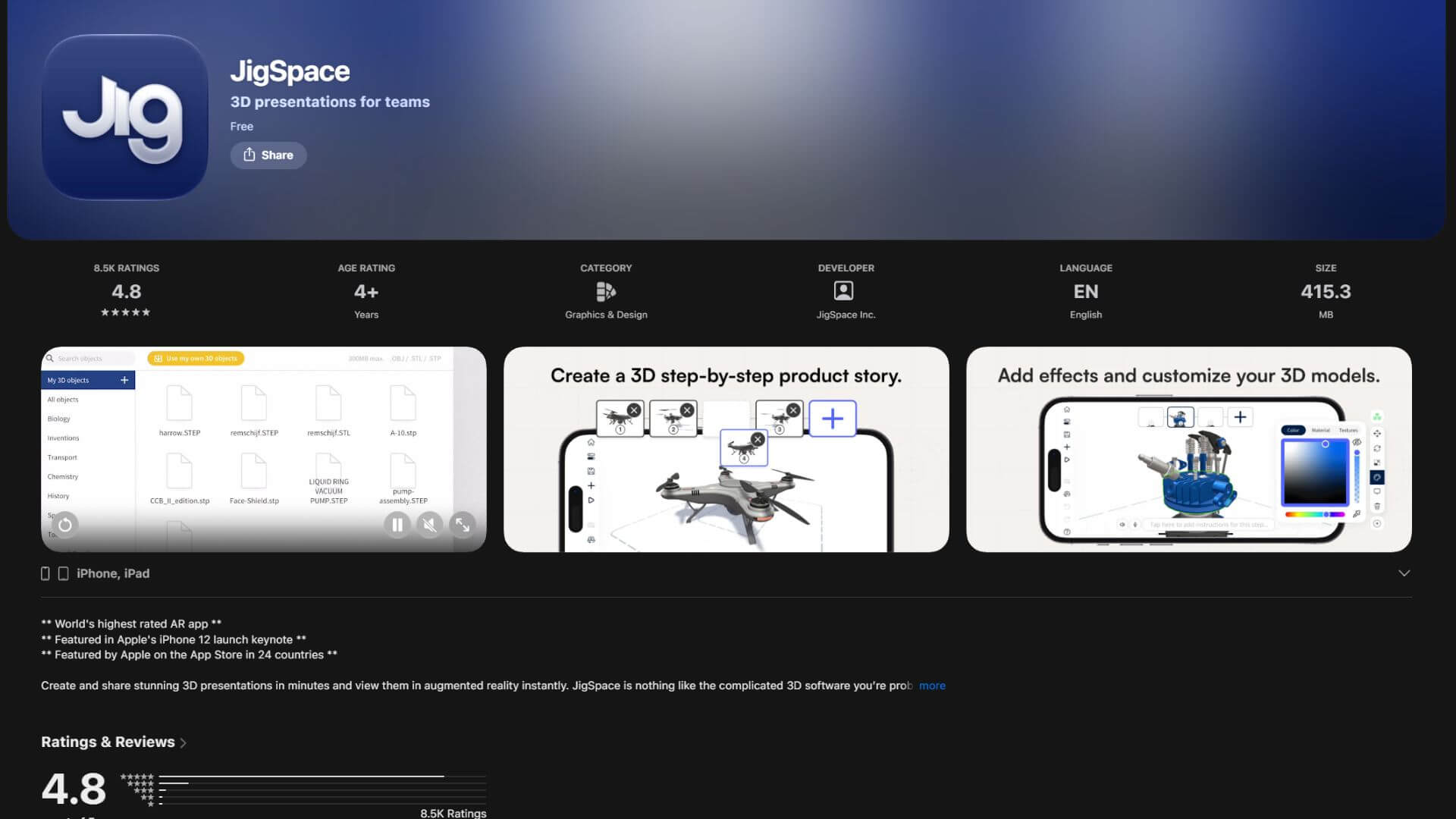 JigSpace AR Studio for 3D Presentations